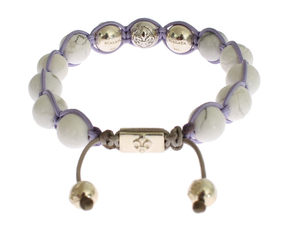 Nialaya Elegant Silver Purple CZ &amp; Howlite Bracelet