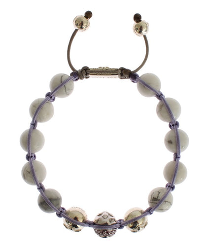 Nialaya Elegant Silver Purple CZ &amp; Howlite Bracelet