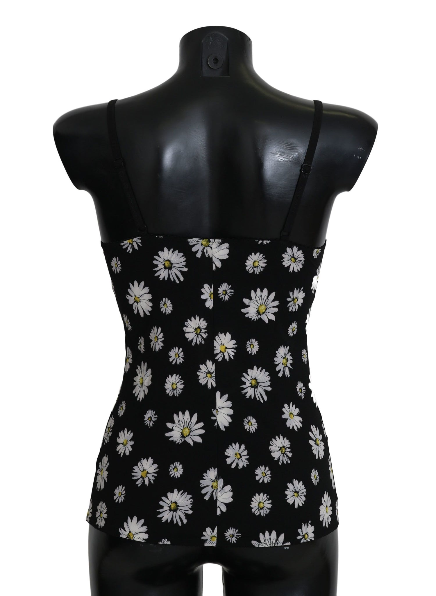 Dolce &amp; Gabbana Elegant Black Daisy Floral Lace Chemise Dress