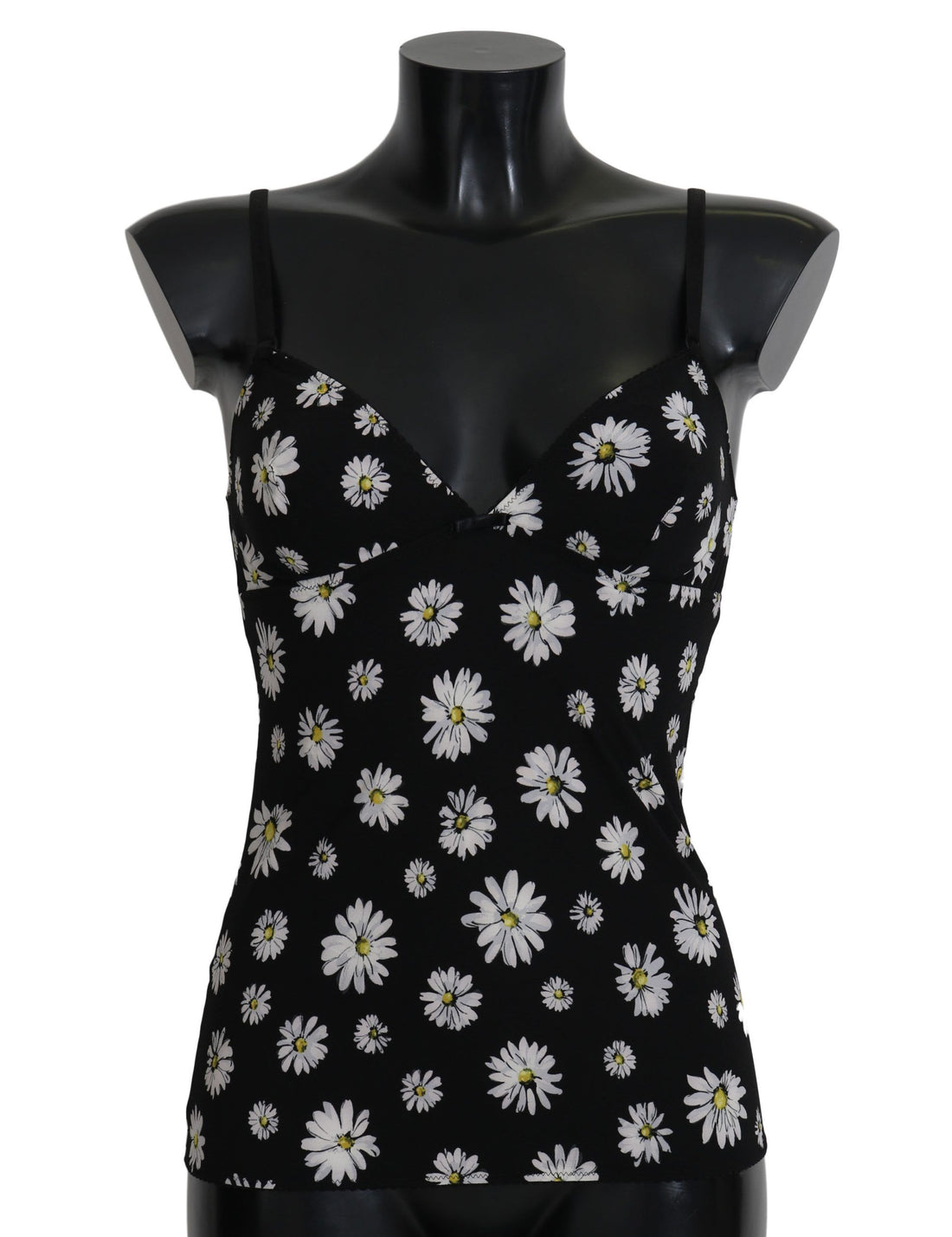 Dolce &amp; Gabbana Elegant Black Daisy Floral Lace Chemise Dress