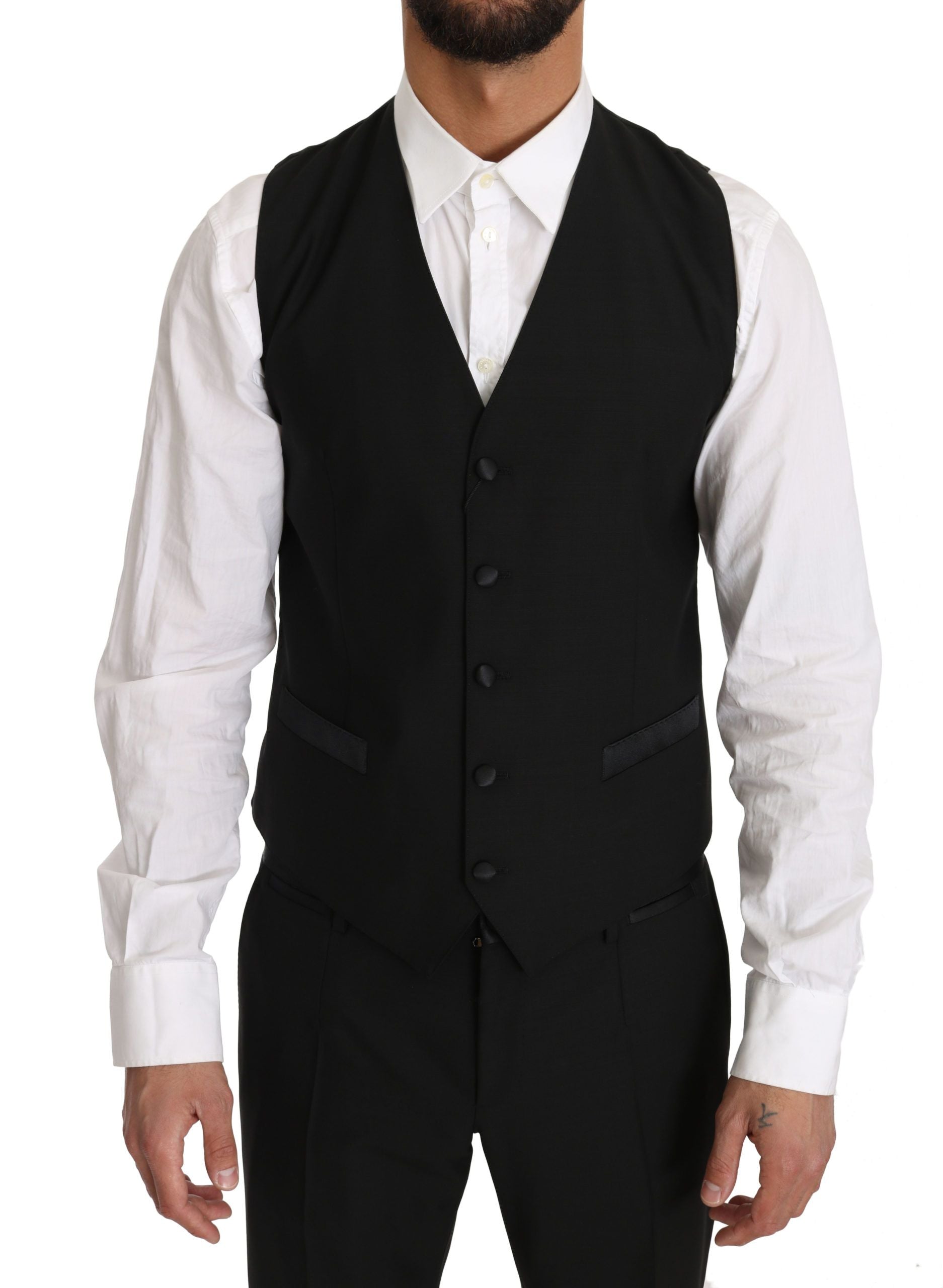 Dolce &amp; Gabbana Sleek Black Slim Fit Formal Vest