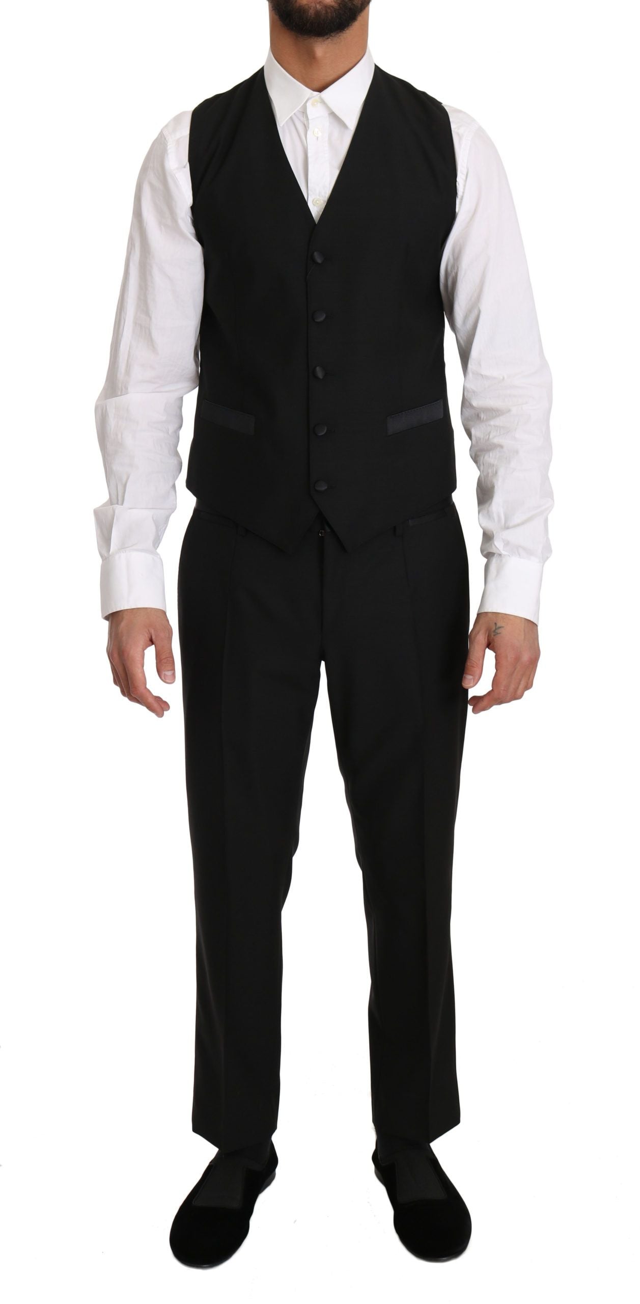 Dolce &amp; Gabbana Sleek Black Slim Fit Formal Vest