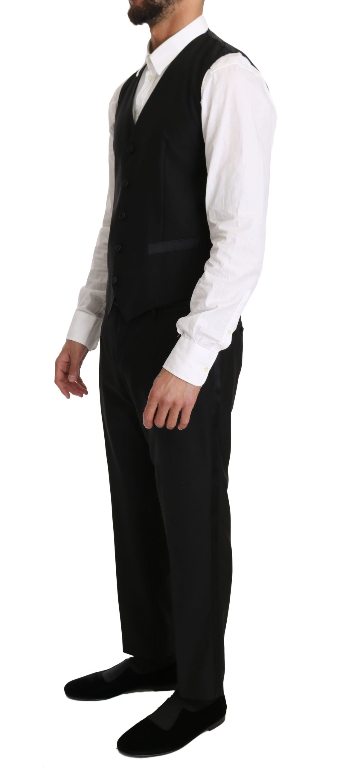 Dolce &amp; Gabbana Sleek Black Slim Fit Formal Vest